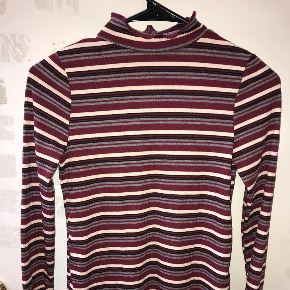 Striped Long Sleeve Mock Neck Shirt